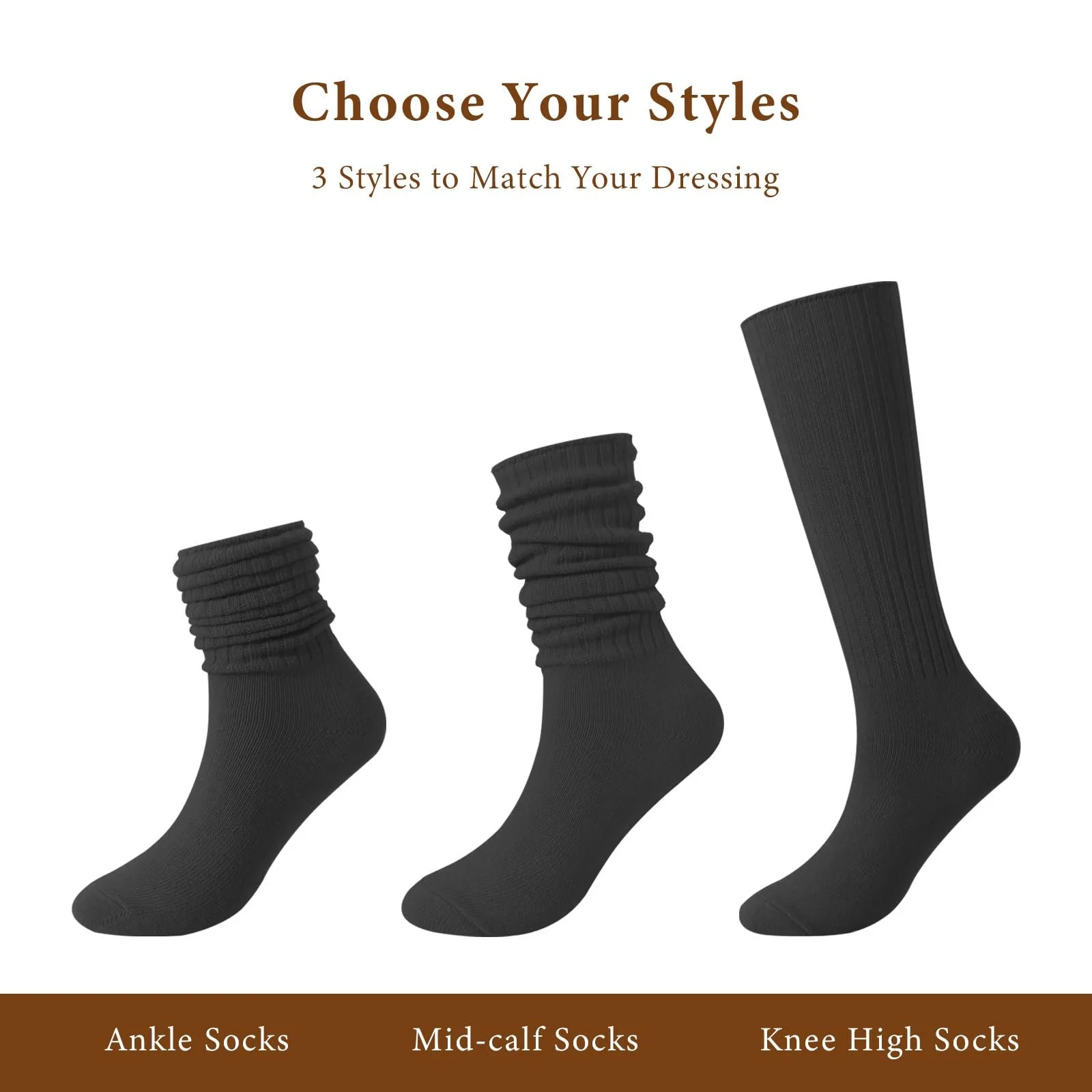 Женские носки Японский Корейский стиль длинные 4 пары Скомканные Свободные Средней длины Носки до щиколотки, фото №2