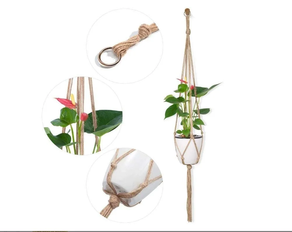 Подвесной держатель для растений макраме 6 штук джутовая веревка, фото №2