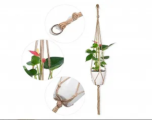 Подвесной держатель для растений макраме 6 штук джутовая веревка synthetic.ua - Фото 1