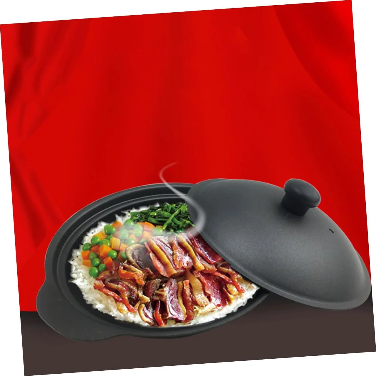 Жаровня Toyvian чугунная эмалированная вентилируемая с крышкой, фото №6