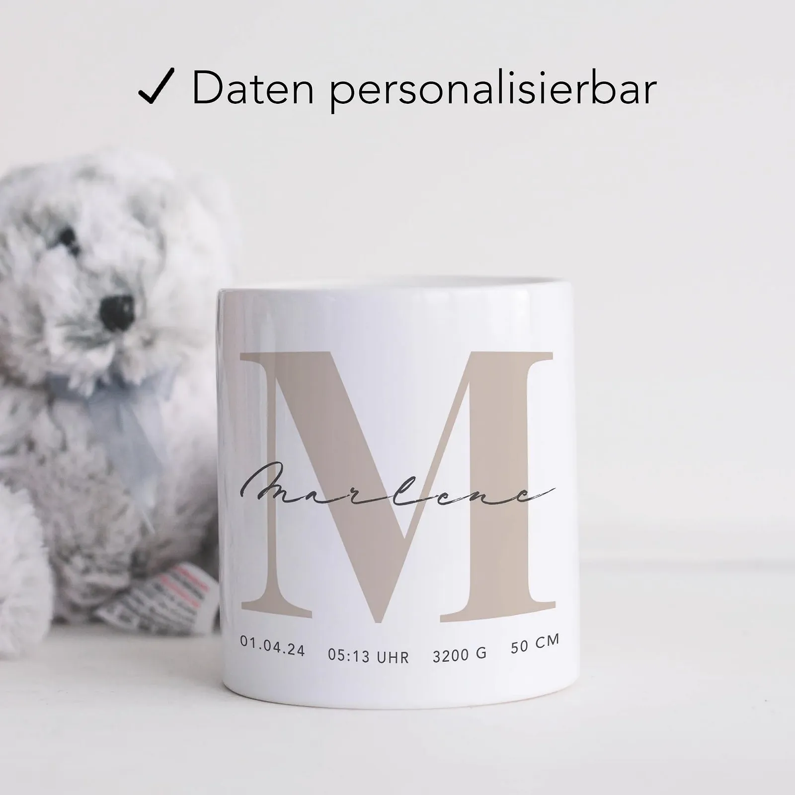 Скарбничка керамічна Персоналізована з ім'ям та буквами Бежева, фото №2