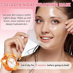 Ночная Маска Collagen, Ночная Маска для обертывания Collagen, Ночная маска для лица с коллагеном, Маска с коллагеном для лица Разглаживает и подтягивает кожу на ночь 75 мл, включает кисточку synthetic.ua - Фото 1