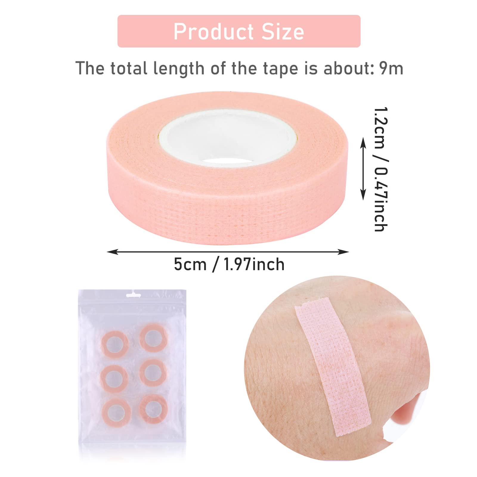 Плівка Sibba 6 Rolls Eyelash Tape для нарощування вій Рожева, фото №2