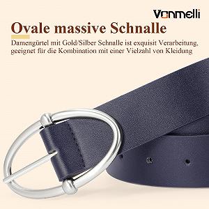 Ремінь VONMELLI Жіночий Пояс для джинсів, штанів, модних суконь, ПУ шкіряний ремінь зі срібною пряжкою synthetic.ua - Фото 1