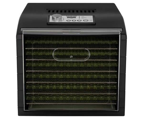 Sencor Сушарка для продуктів 500Вт поддонов 2x33см диаметр-33см, макс-70°С, сітка ягід в компл алюміній пластик чорний, фото №5