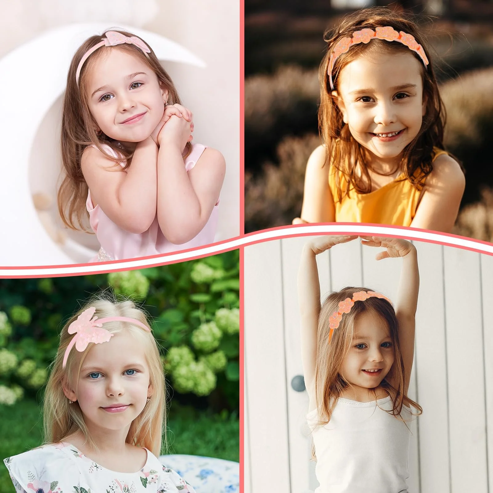 Обруч Блискучий Бант Метелик Квітковий Різнокольоровий, 6 шт, фото №6