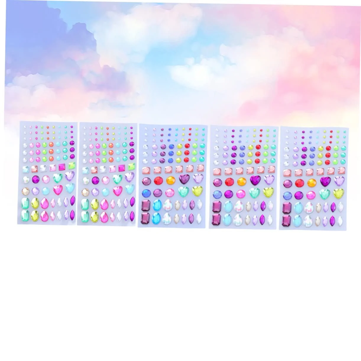 Стразы Акриловые Lurrose 15 листов Самоклеящиеся Блестящие Камни Разноцветные, фото №8