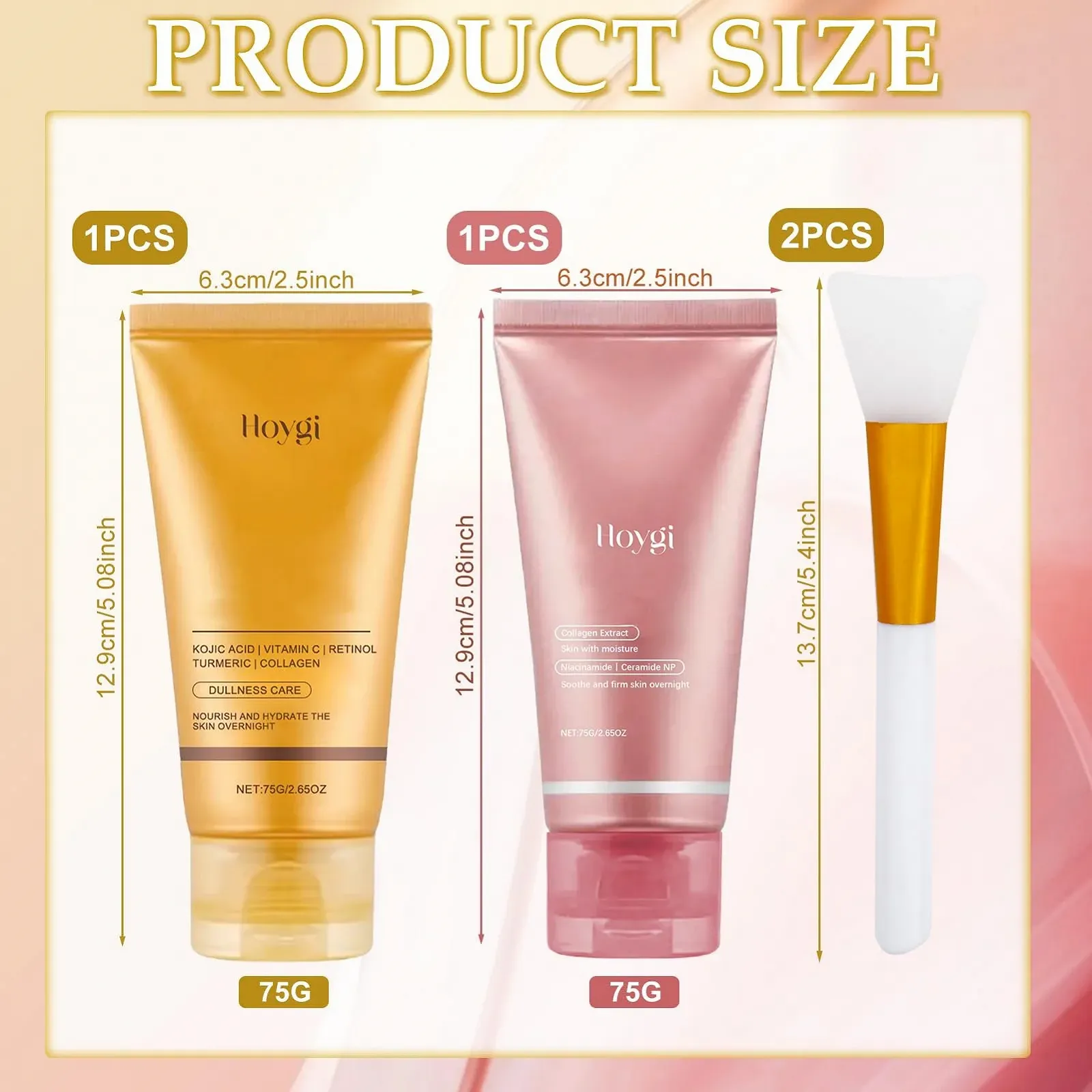 Маска Collagen + Маска з куркумою, глибоке зволоження, зменшує зморшки, з 2 пензликами, фото №2