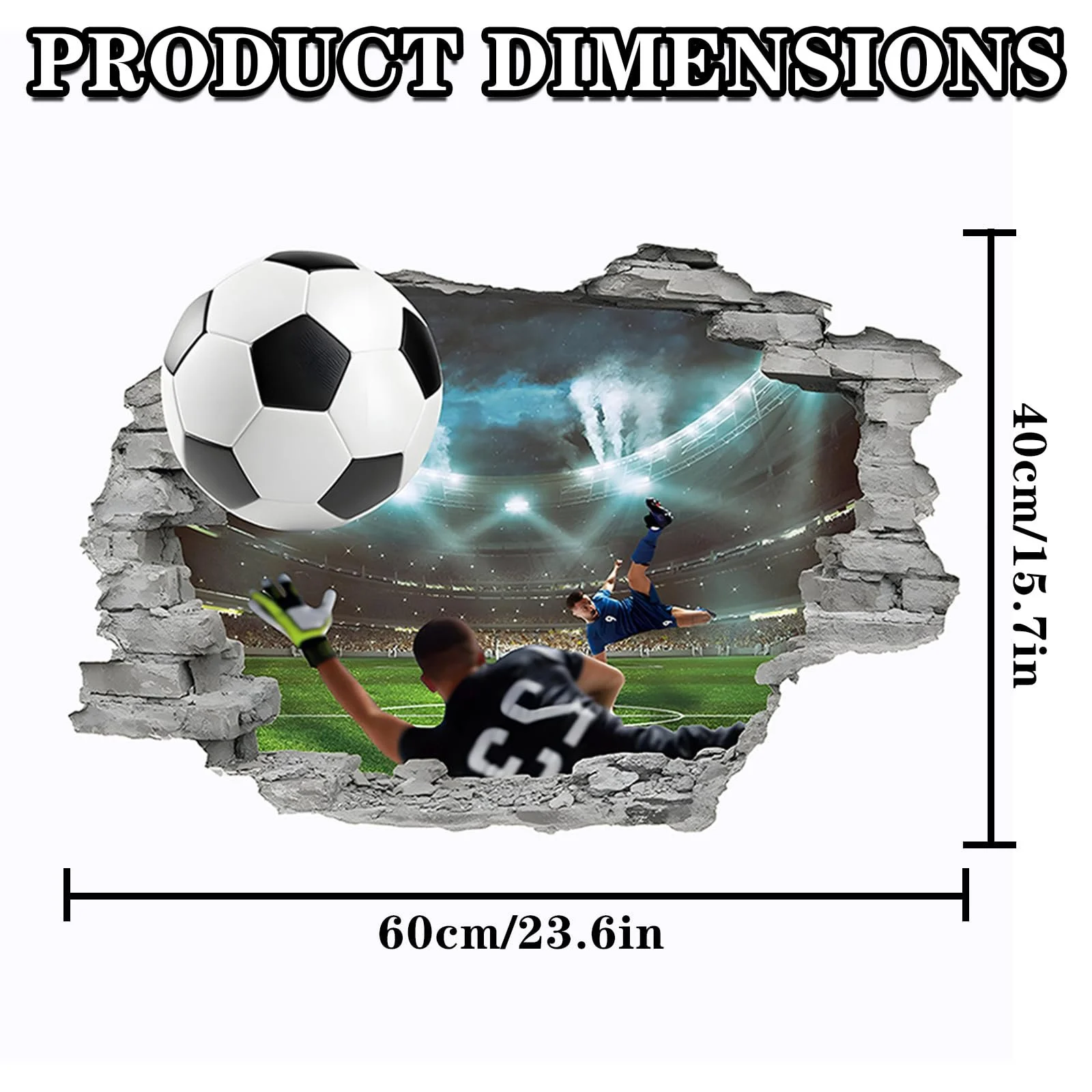 Наклейка на стіну Футбол 3D Самоклейна ПВХ, фото №6
