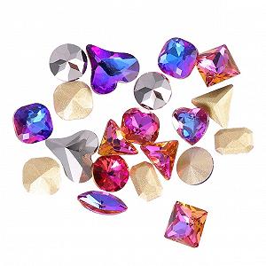 Наклейки скляні WOONEKY 20 шт. Аксесуари для самоклеючі декорації для творчого нейл-арту для жінок та дівчат, випадкові дизайни - Фото 1