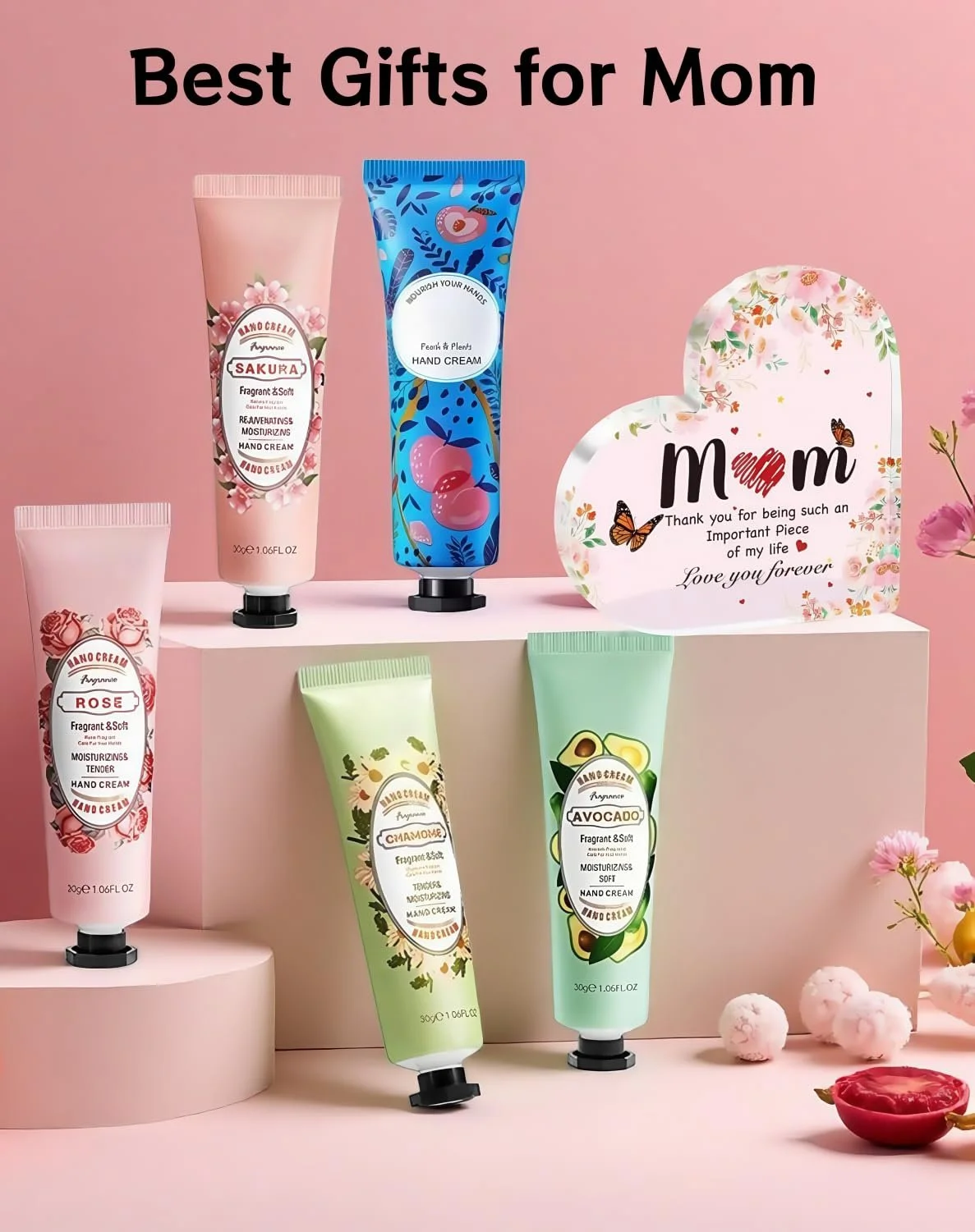 Набір: Акрилова прикраса у формі серця з 5 кремами для рук, фото №7