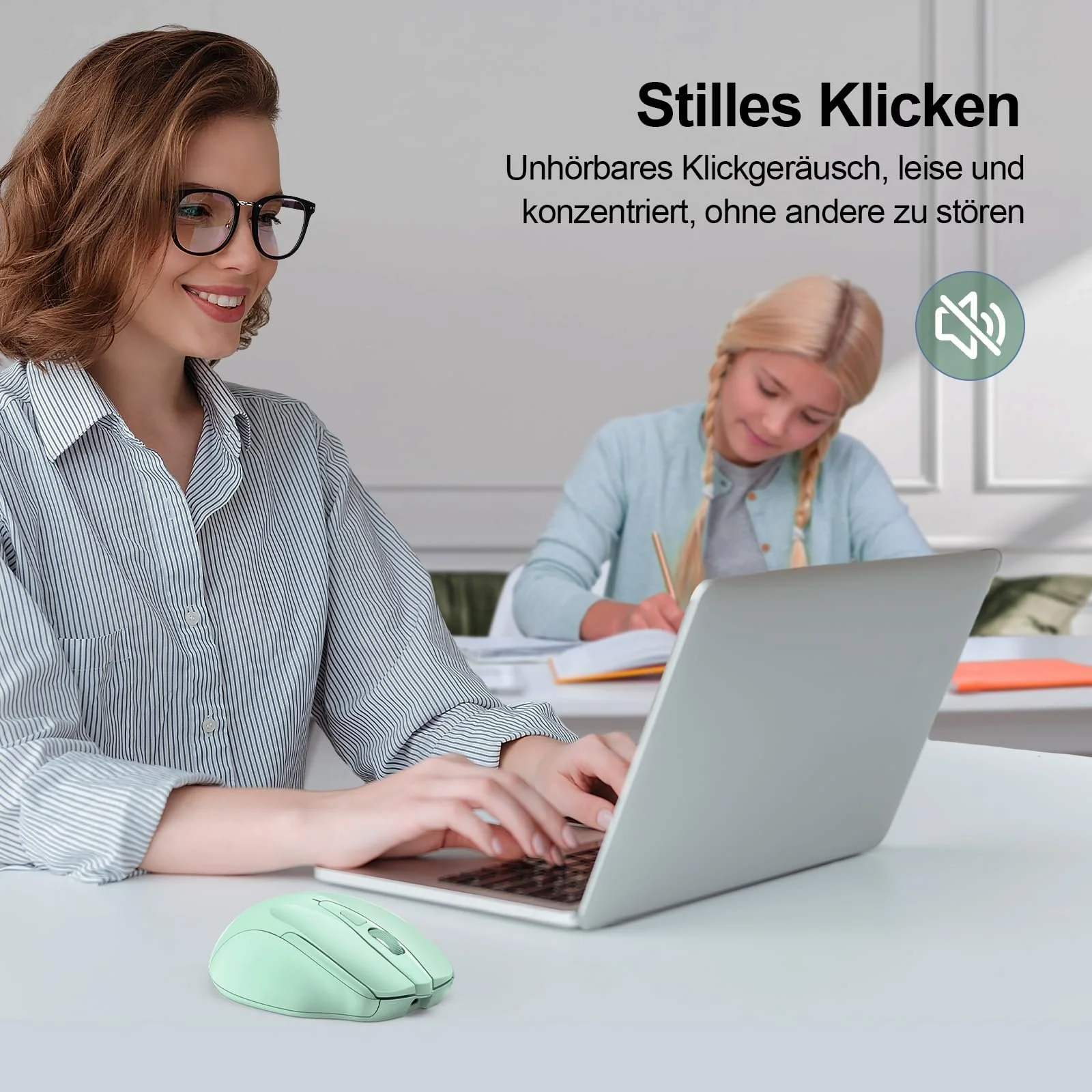 Миша TECKNET Bluetooth Бездротова Перезаряджувана 4800 DPI Ергономічна Тиха Зелена, фото №5