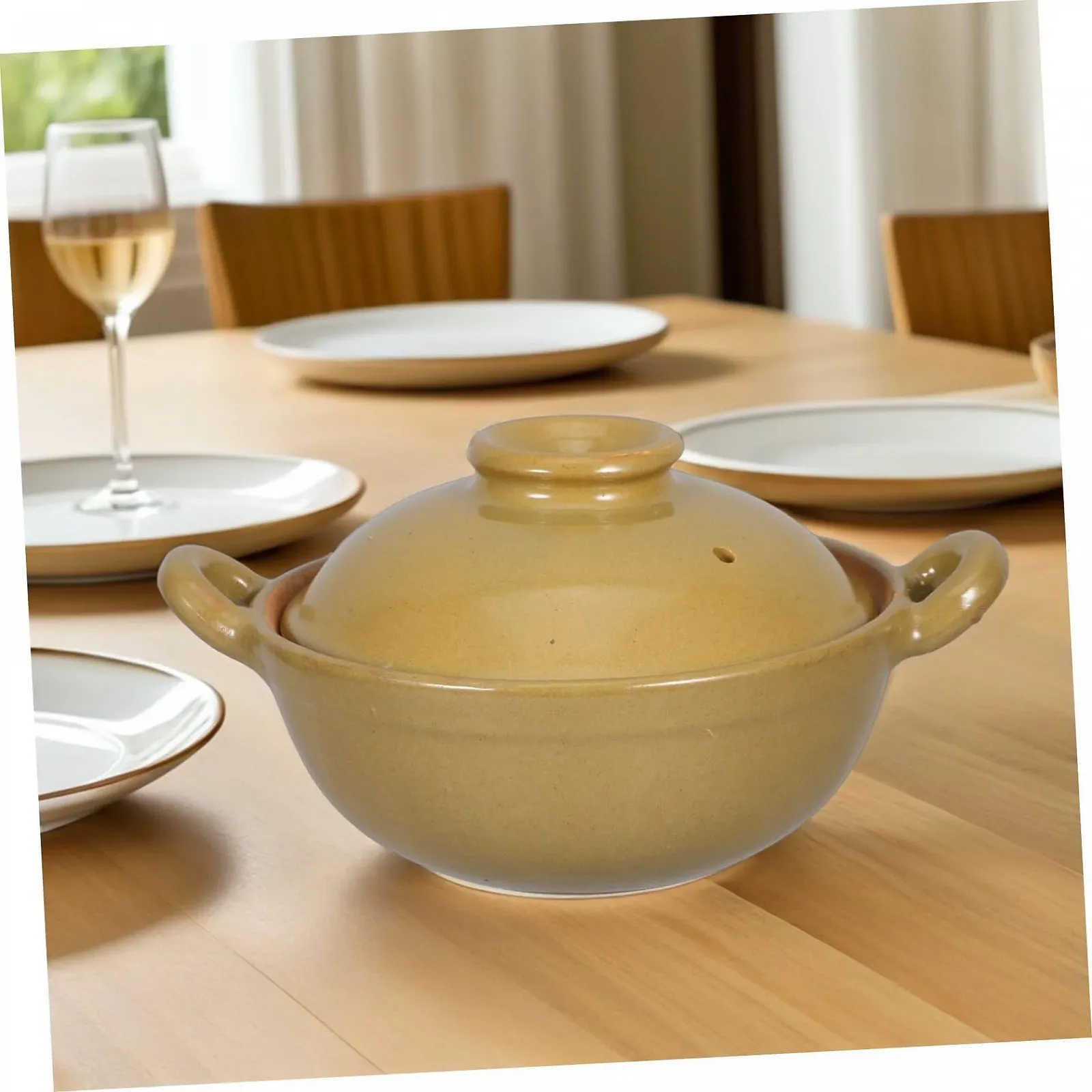 Каструля-жаровня глиняна з подвійними ручками антипригарна для супів та рису, фото №5