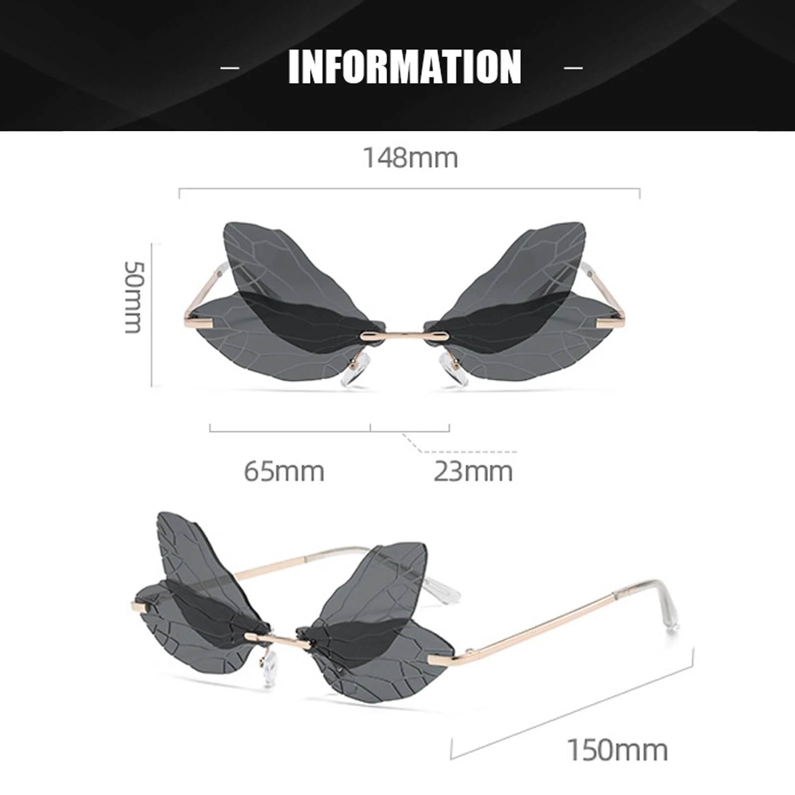 Сонцезахисні окуляри YouYuer Вінтажні Без оправи Ретро Різнокольорові, 2 шт, фото №2