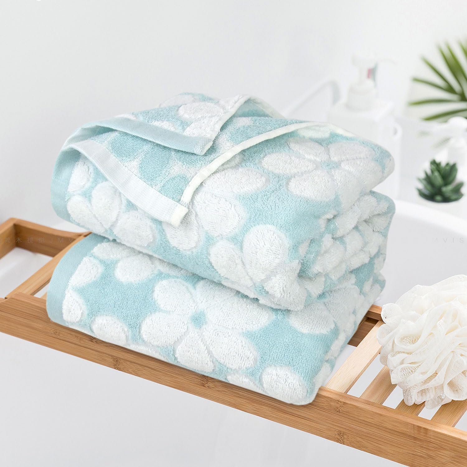 Набір рушників Floral Jacquard 100% бавовна 70x140 см 2 шт. аквамариново-блакитний, фото №3