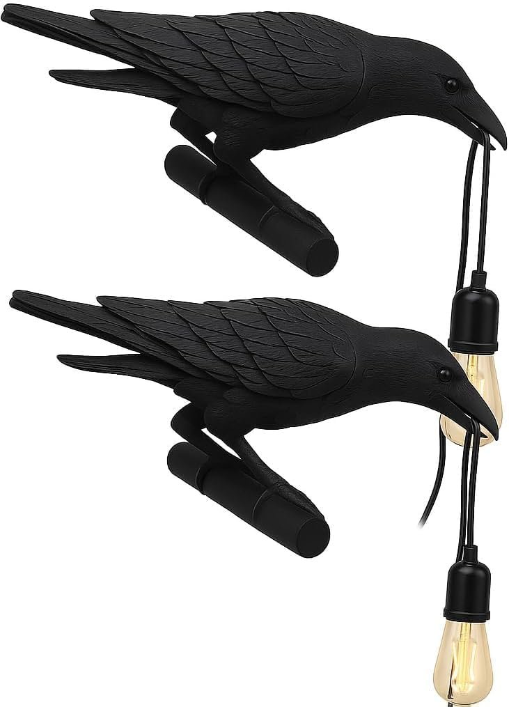 Настінна лампа LEDSone Black Birds Raven Резина Чорна Права (Комплект з 2 шт.) E27, фото №1