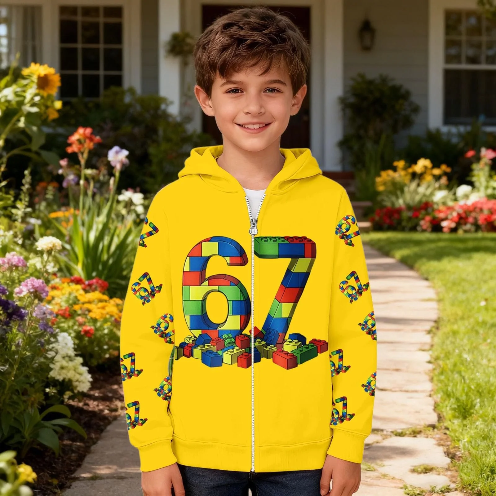 Худи Six Seven 67 Meme для мальчиков, толстовка с длинными рукавами и капюшоном, с принтом 67, удобная мягкая толстовка для активного отдыха, уличная одежда, модная куртка для девочек и мальчиков, фото №3