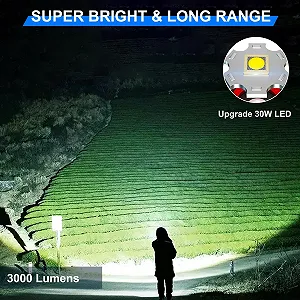 Ліхтарик Siuyiu 3000 люмен, світлодіодний, акумуляторний з цифровим дисплеєм живлення, з можливістю масштабування, 4 режими для кемпінгу, надзвичайних ситуацій та використання на відкритому повітрі synthetic.ua - Фото 1