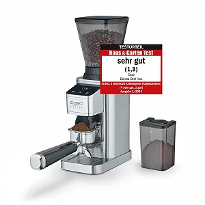 Электрическая кофемолка CASO BaristaChef Inox, коническая из нержавеющей стали, с держателем портафильтра, 48 уровней помола - Фото 1