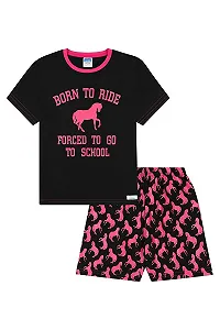 Пижама ThePyjamaFactory Для девочек Born to Ride Forced to Go to School Шорты Хлопок - Фото 1
