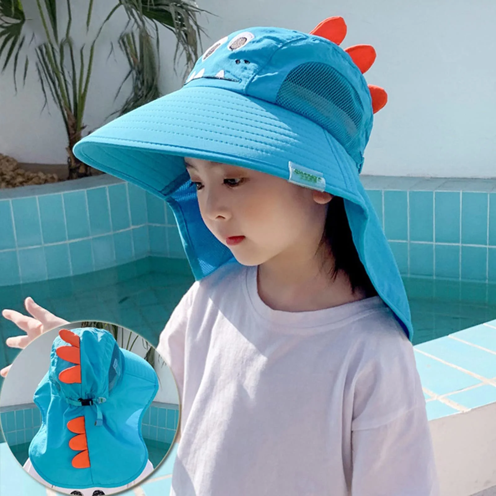 Панама детская регулируемая с широкими полями UPF 50+ мультяшный принт пляжная летняя, фото №2