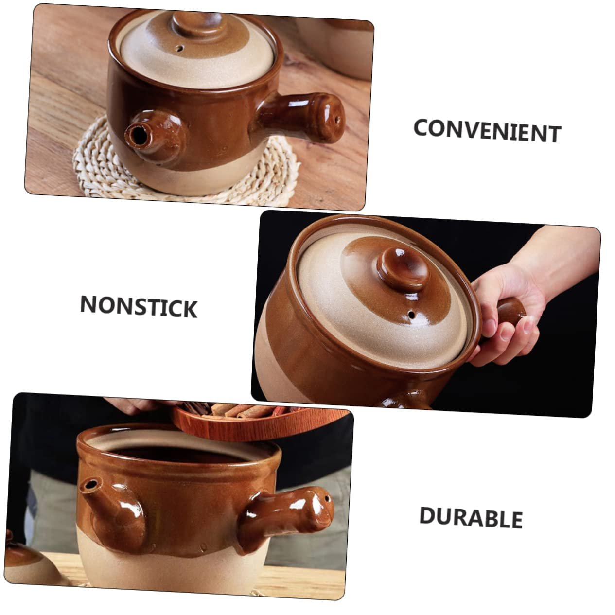 Керамічний горщик Gatuida традиційний середній для варильних поверхонь з нековзними ручками для супу та рису, фото №5