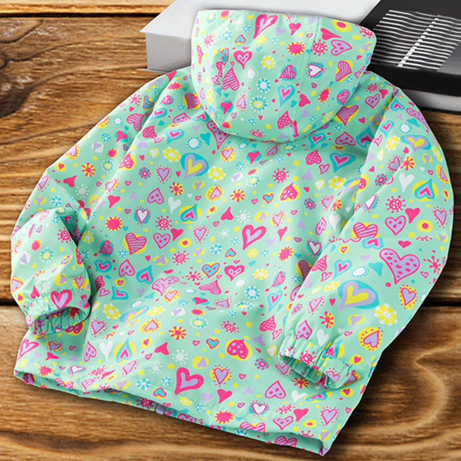 Ветровка Generisch для девочек с капюшоном, детская, легкая, дышащая, для активного отдыха, фото №2