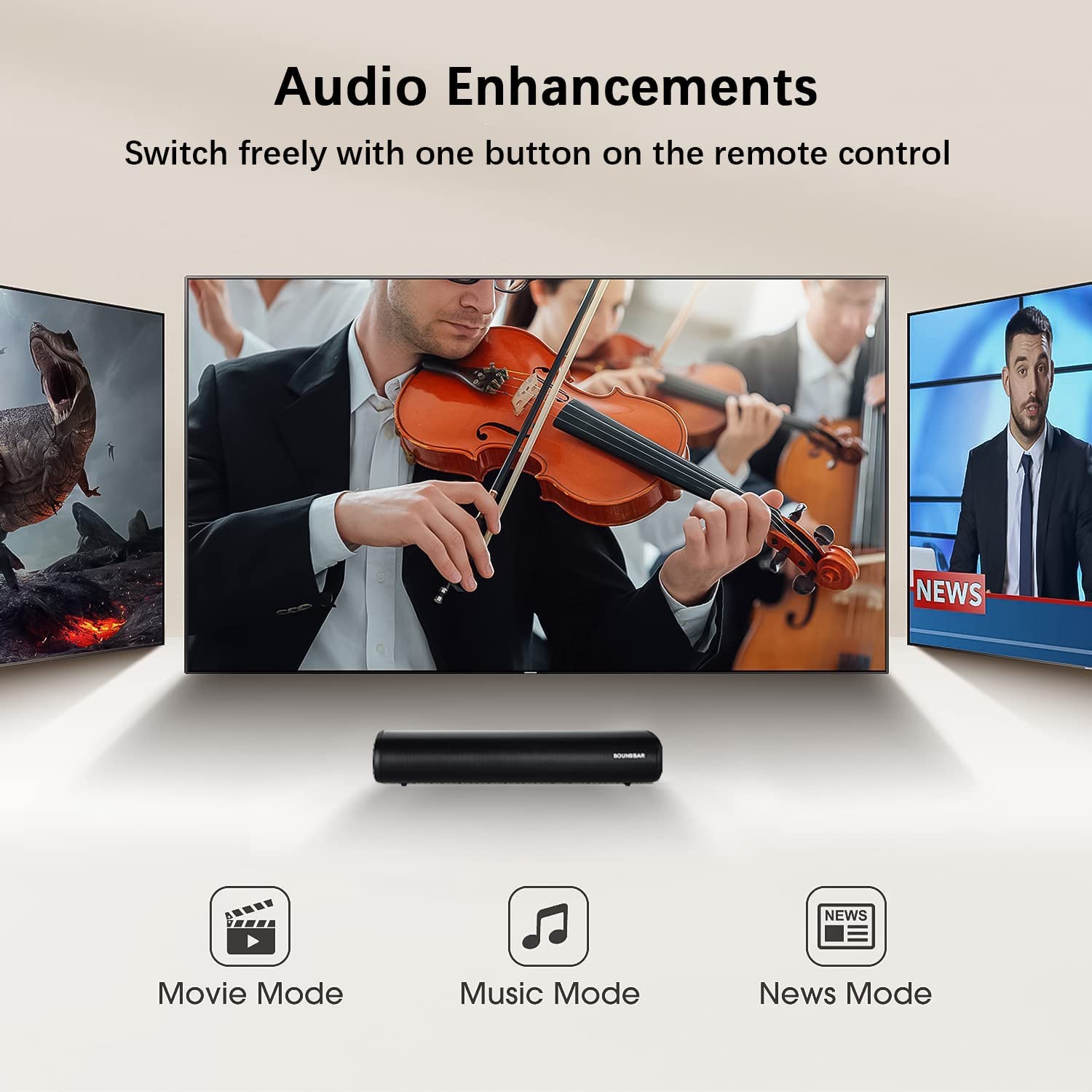 Саундбар TKMARS Mini TV 50см Bluetooth Малый Проводной для ПК Геймер Проектор 3D Стерео с Пультом/HDMI/Оптический/RCA/AUX/USB, фото №9 Саундбар TKMARS Mini TV 50см Bluetooth Малый Проводной для ПК Геймер Проектор 3D Стерео с Пультом/HDMI/Оптический/RCA/AUX/USB, фото №9