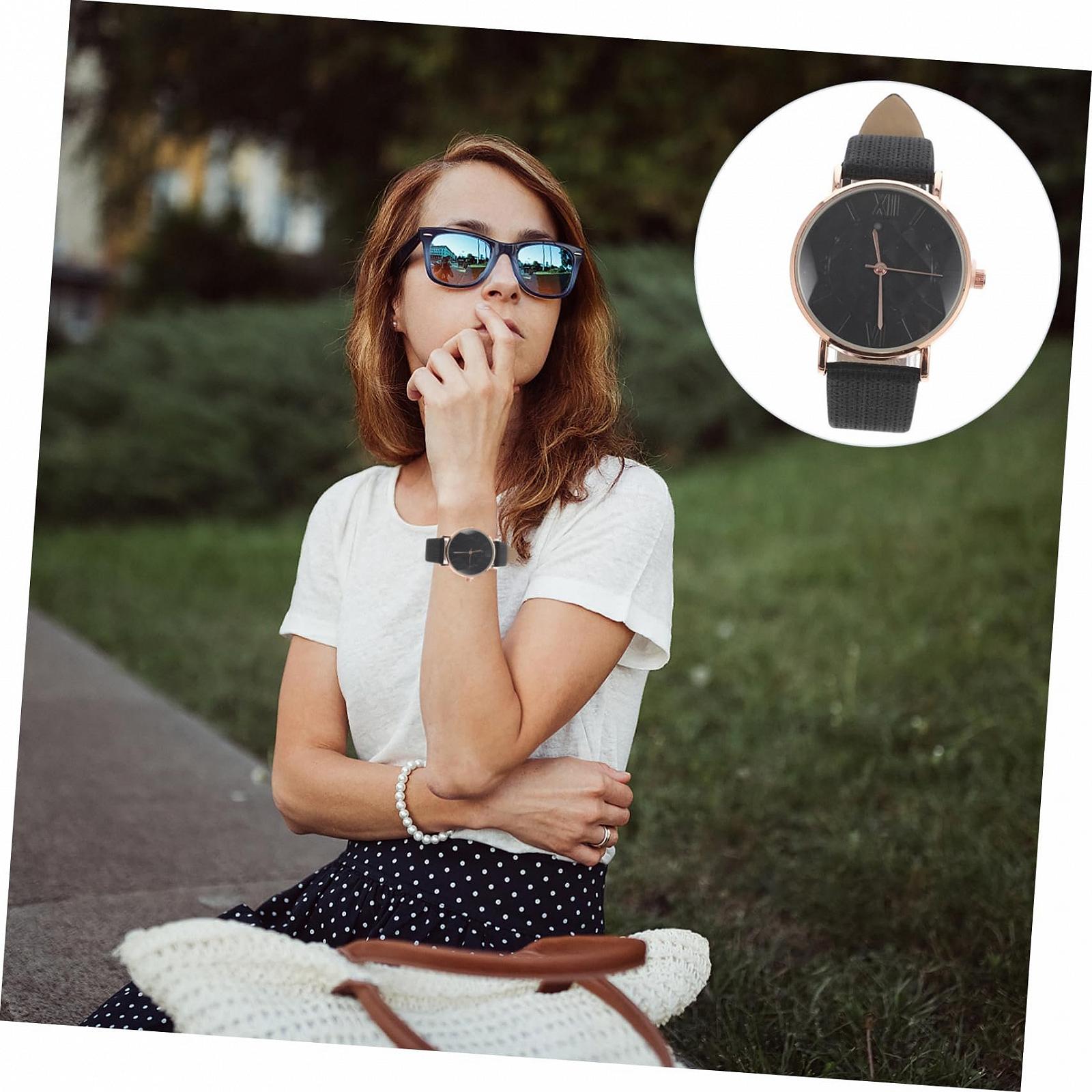 Жіночий годинник LIFKOME Тонкий Годинник з циферблатом Чорний Штучна шкіра, фото №7