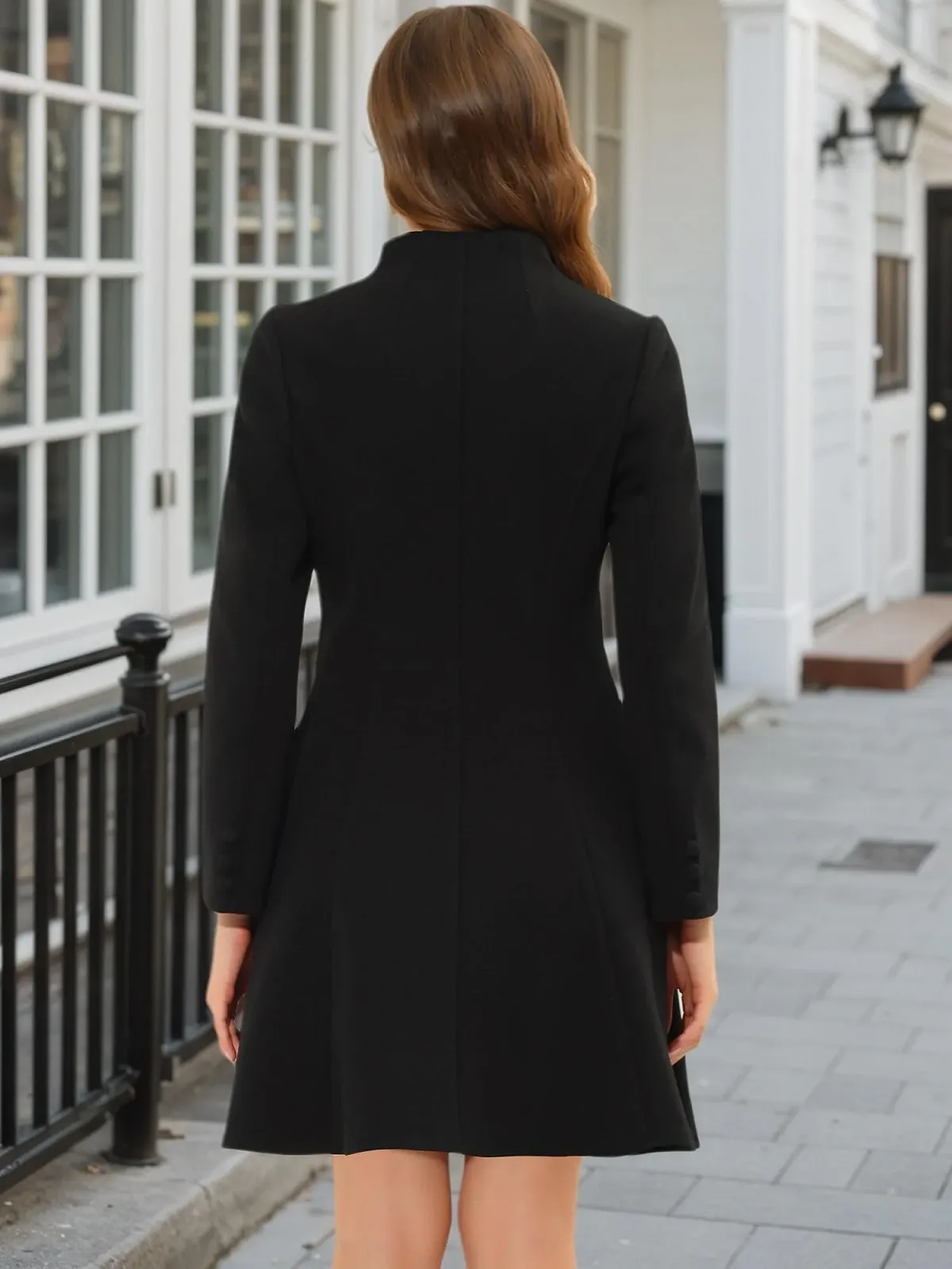 Пальто Allegra K A-силуэта, с длинными рукавами,, фото №4 Пальто Allegra K A-силуэта, с длинными рукавами,, фото №4