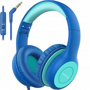 Навушники EarFun Over-Ear Children's з кабелем 85/94 дБ обмежувач гучності складні регульовані стереозвук HD мікрофон аудіо обмін Синій - Фото 1