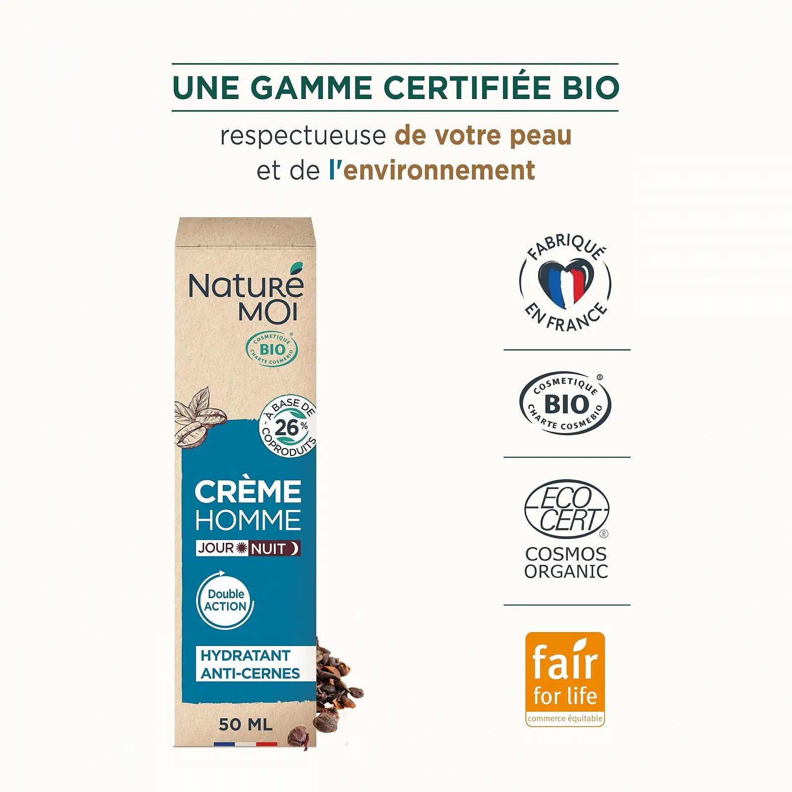 Крем для обличчя чоловічий Naturé Moi Cascara Organic 50 мл, фото №4
