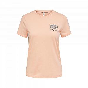 Футболка ONLKITA LIFE REG TOP BOX JRS 15231603-Peach Melba-Print: SHELL ONLY Персиковий XL - Фото 1
