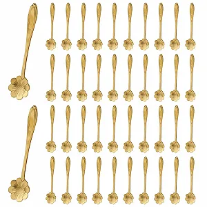 Ложка чайна нержавіюча сталь Квітка 12.5 см, 40 шт, золотий - Фото 1