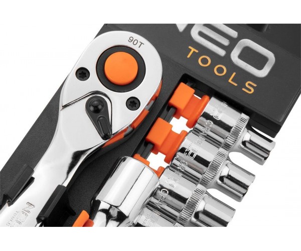 Neo Tools Набір торцевих головок 12шт 1/2", тріскачка 90 зубців CrV, фото №3