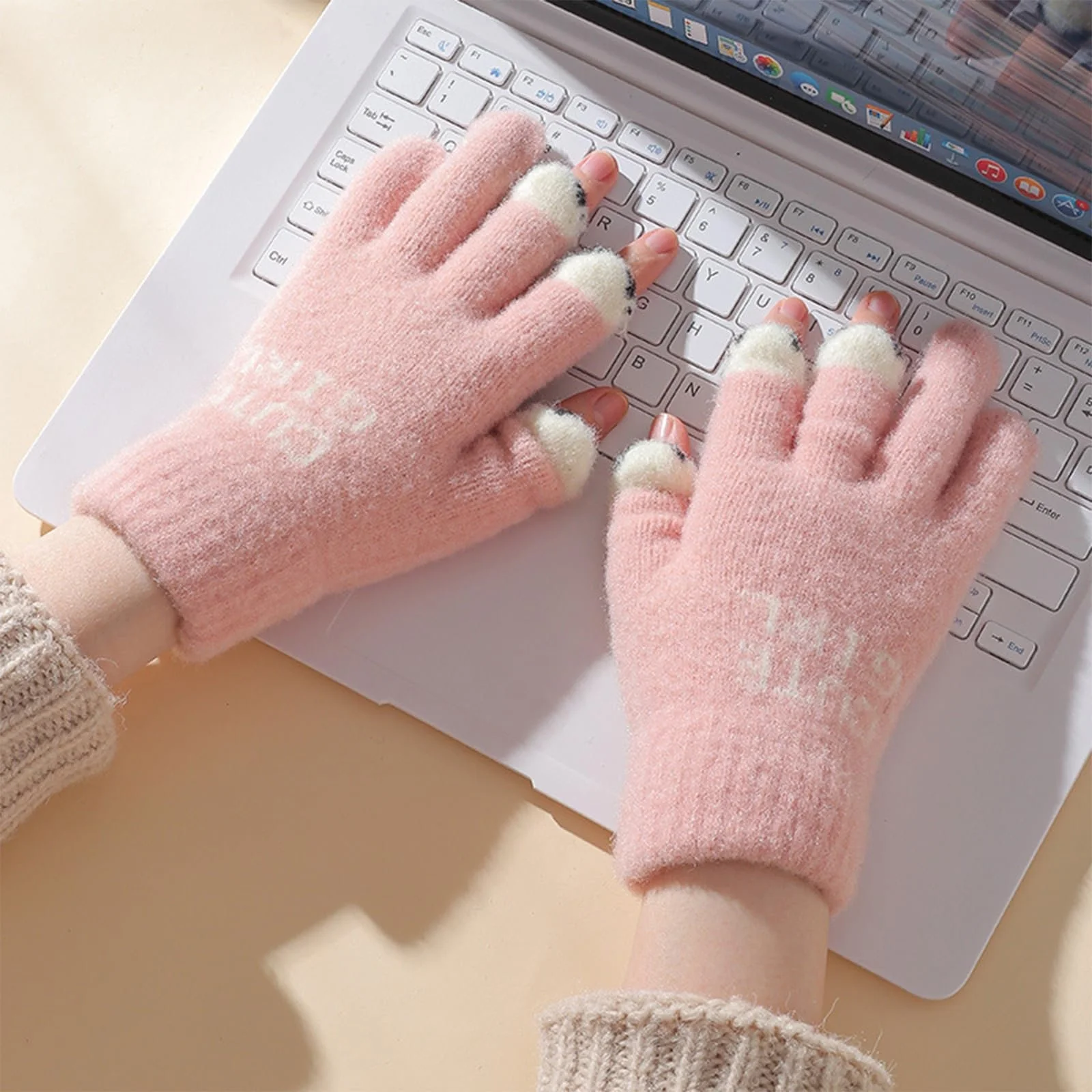 Вязаная Повязка на Голову Женская Эластичная для Согревания Ушей с Перчатками для Спорта Лыжного Осенью и Зимой Розовая, фото №6 Вязаная Повязка на Голову Женская Эластичная для Согревания Ушей с Перчатками для Спорта Лыжного Осенью и Зимой Розовая, фото №6