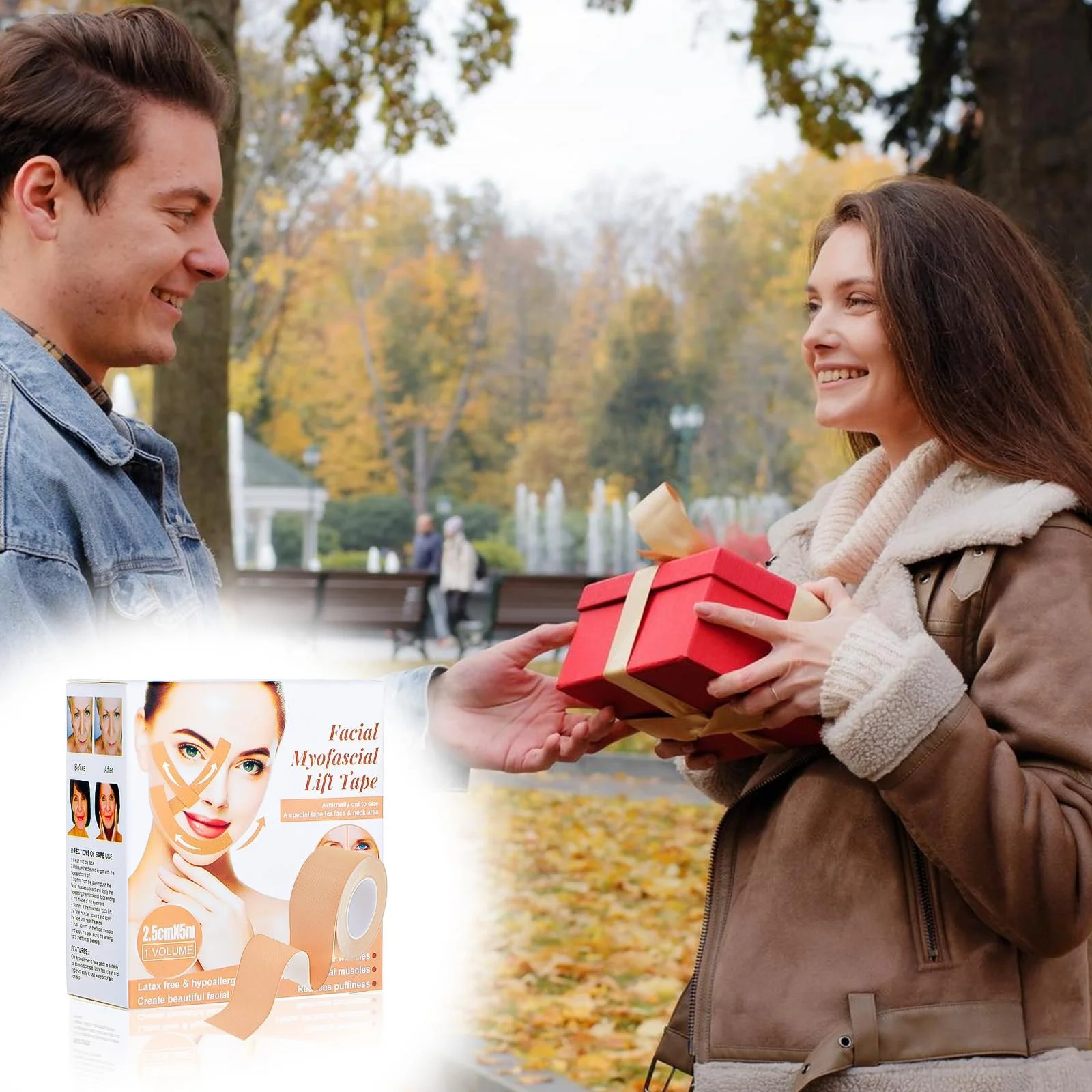 Тейп для лица 2 рулона 5 м x 2,5 см Тейп для подтяжки лица, фото №9