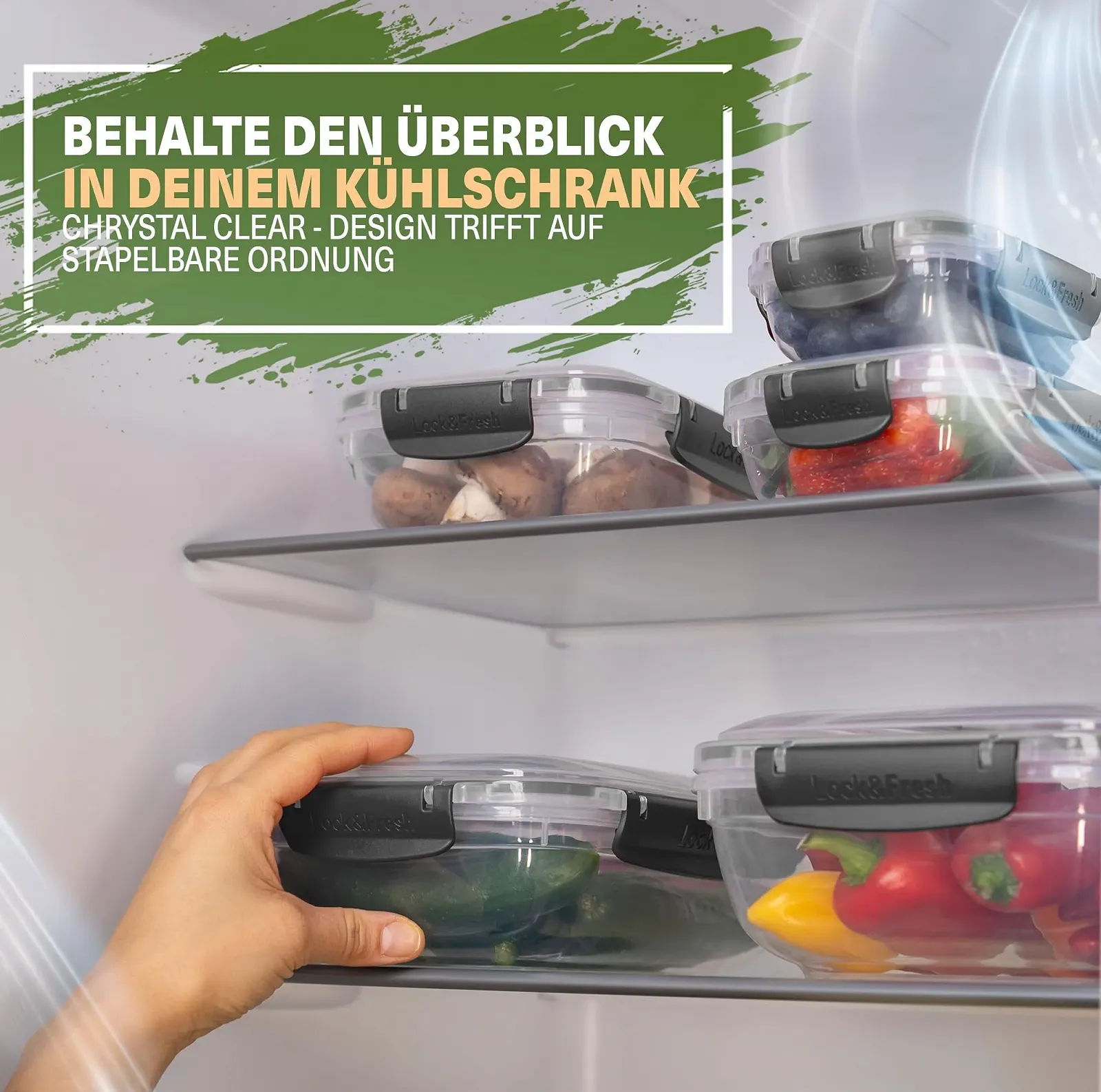 Контейнеры для хранения продуктов набор 5 шт. с крышками прозрачные, фото №5
