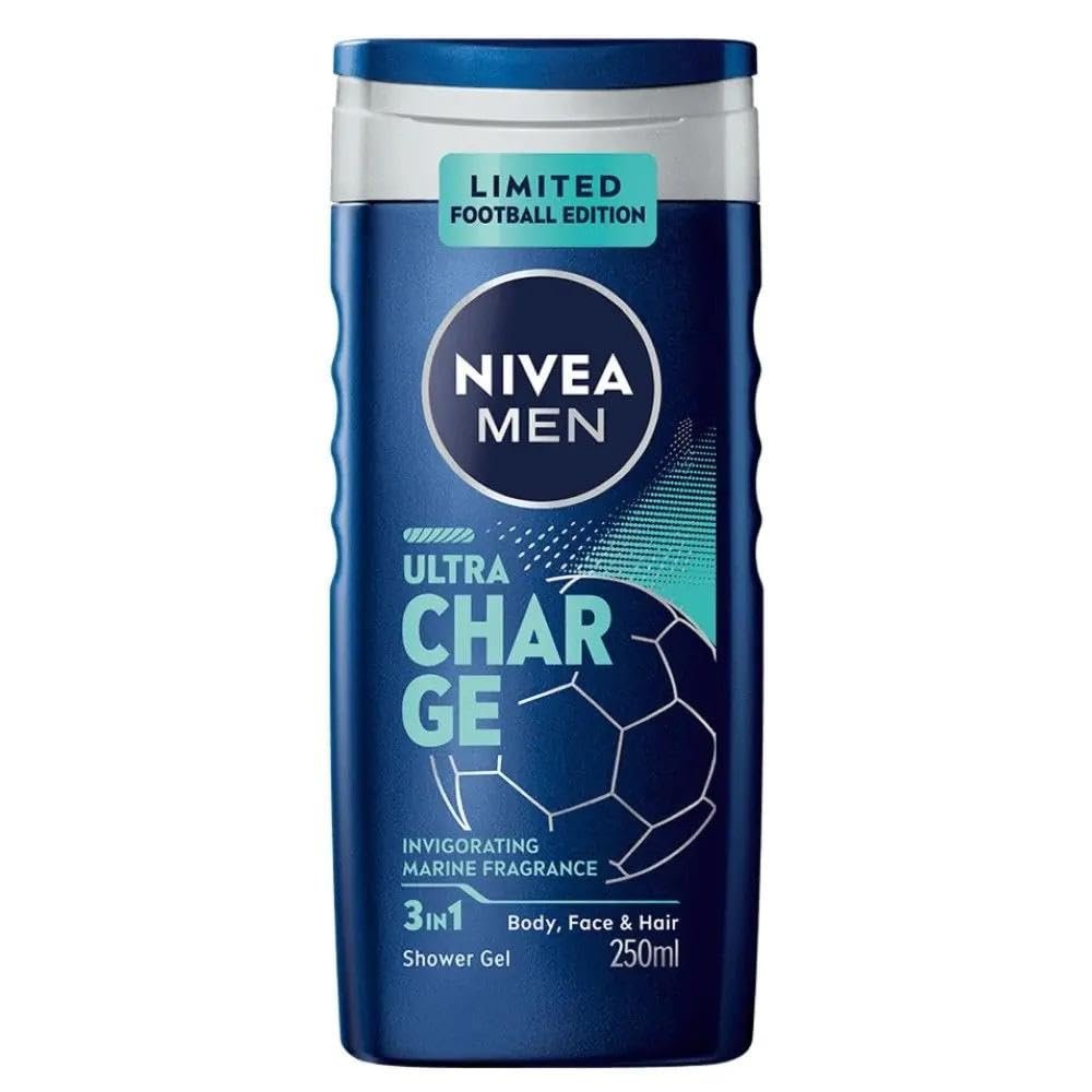 Гель для душа NIVEA Men 3-in-1 Ultra Charge мужской - упаковка из 6 шт (6 х 250 мл), фото №1