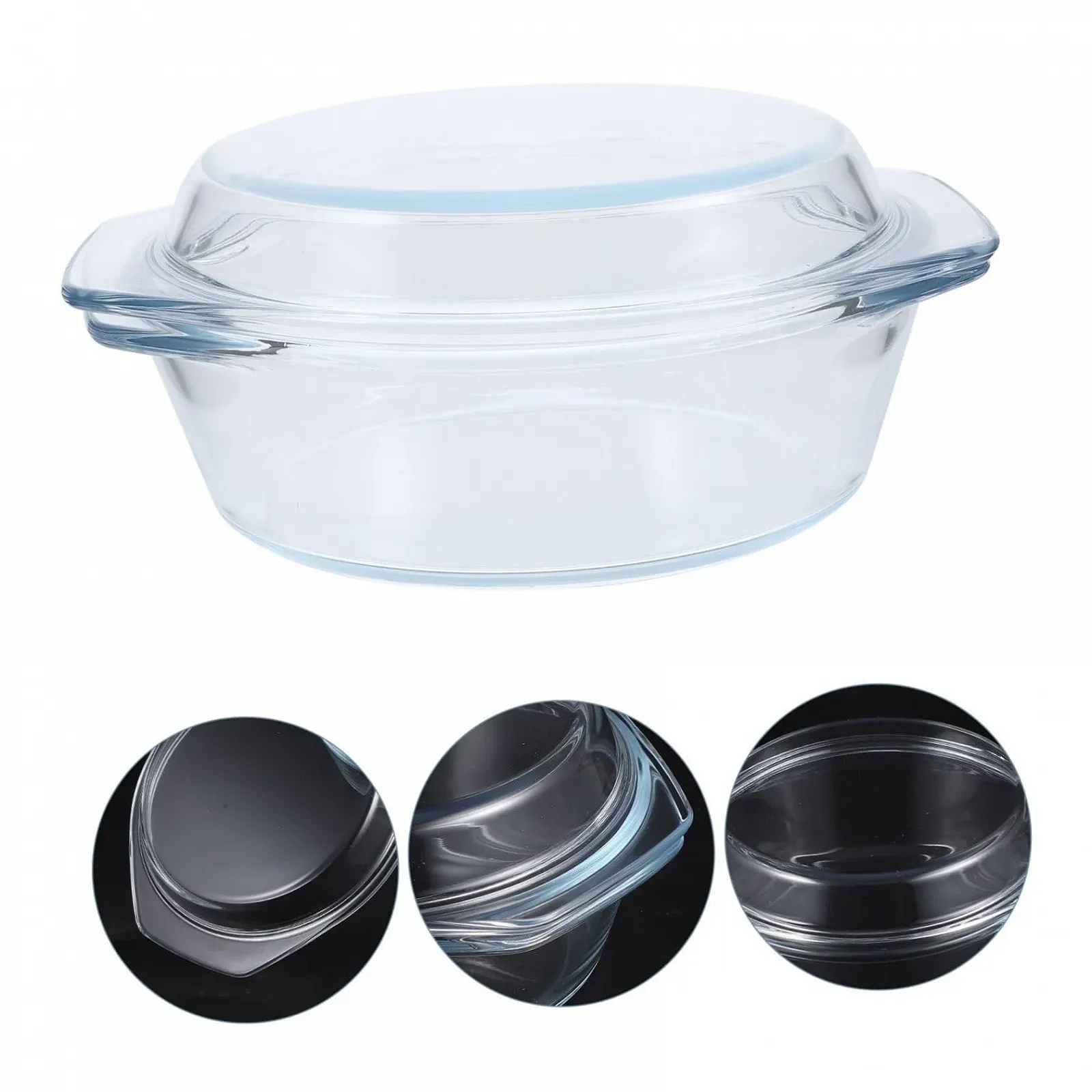 Форма для запікання Homoyoyo Скляна з кришкою Прозора для мікрохвильової печі та духовки, фото №6