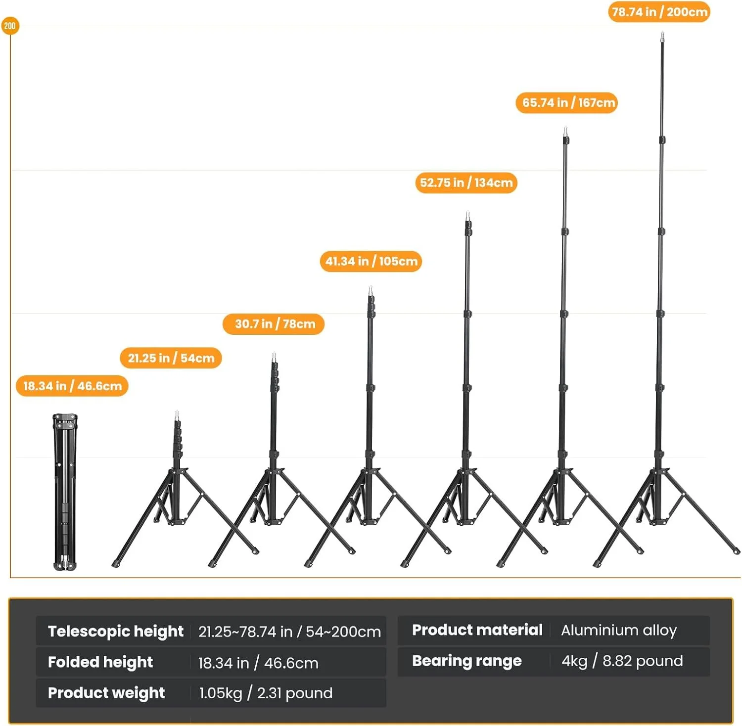 Штатив для студійного освітлення TARION FLS-20 Чорний, фото №3 Штатив для студійного освітлення TARION FLS-20 Чорний, фото №3