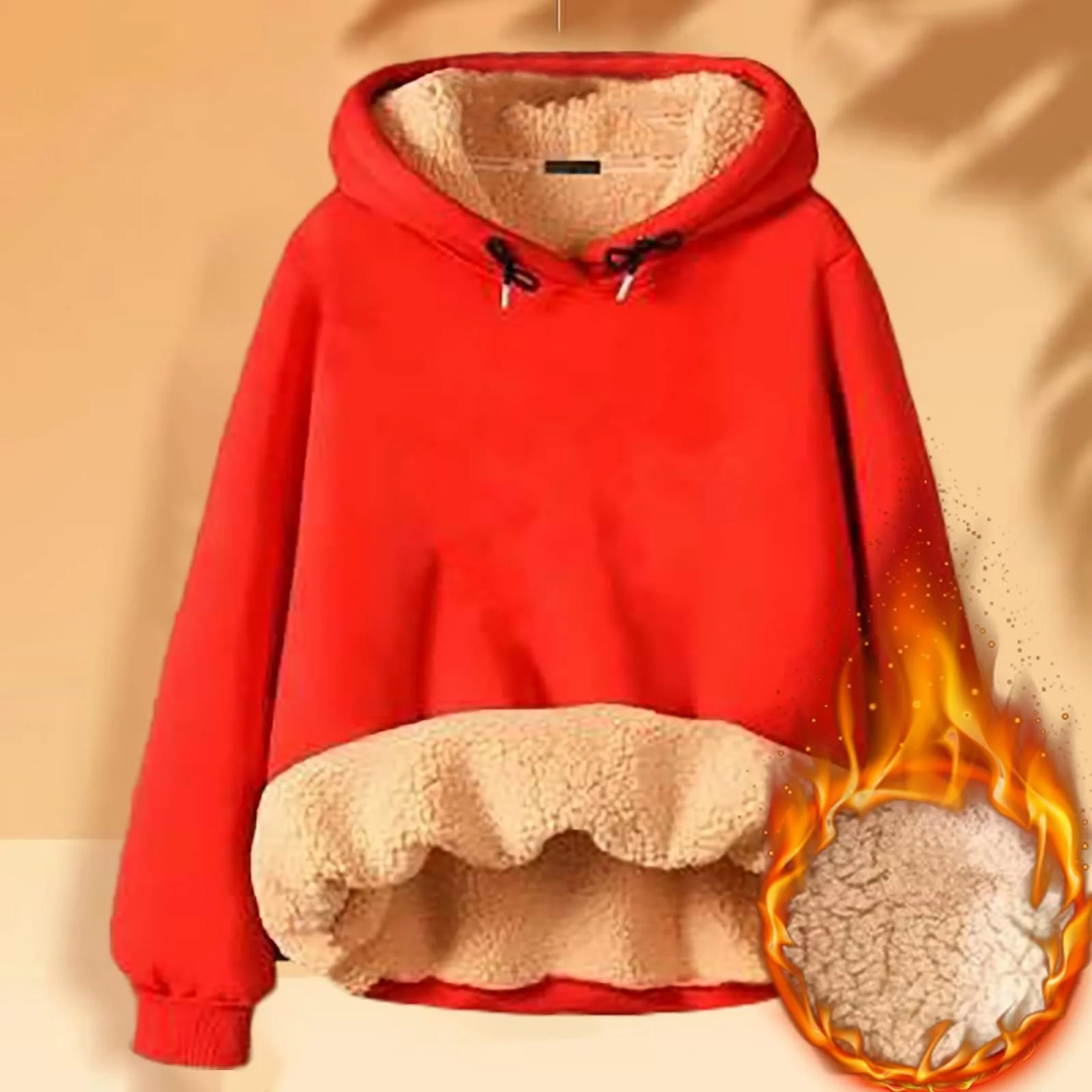 Женская Толстовка Свободная Удобная Большого Размера Осенняя Зимняя Повседневная С капюшоном С длинными рукавами Карман Принт "Love" Худи на флисе Замшевая Куртка для Женщин, фото №2