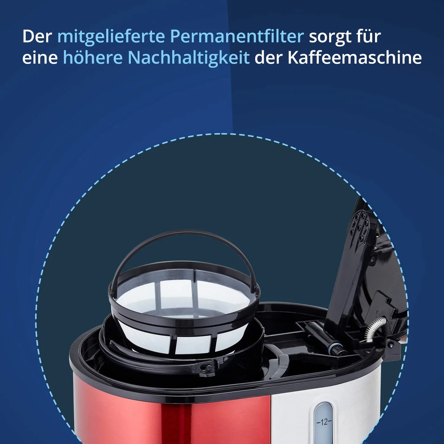 Кофеварка фильтровальная KHG KA-114(MRE) 1.25 л 900 Вт Red, фото №3