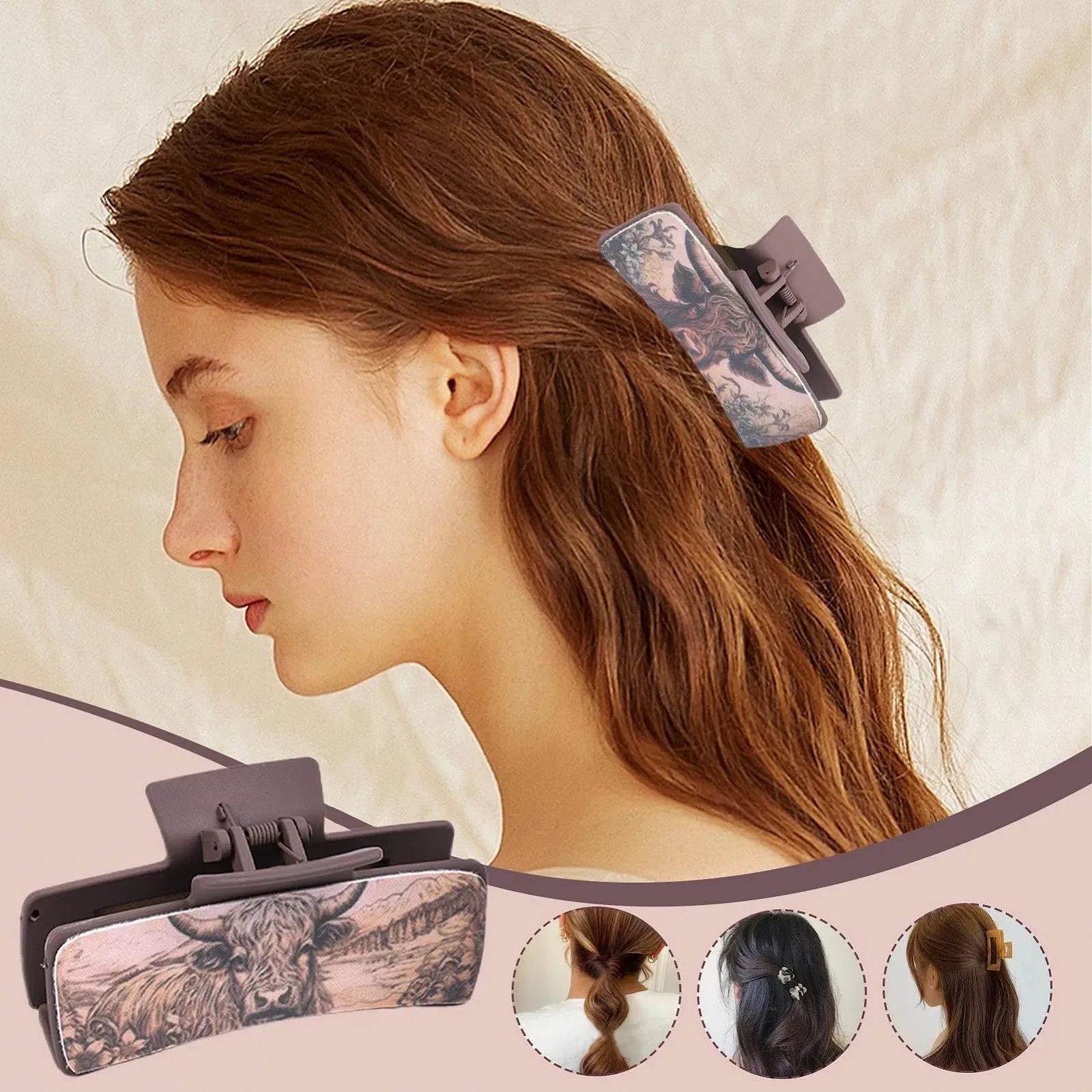 Заколка для волос Кожаная Western Klauenclips 3 шт, фото №2 Заколка для волос Кожаная Western Klauenclips 3 шт, фото №2