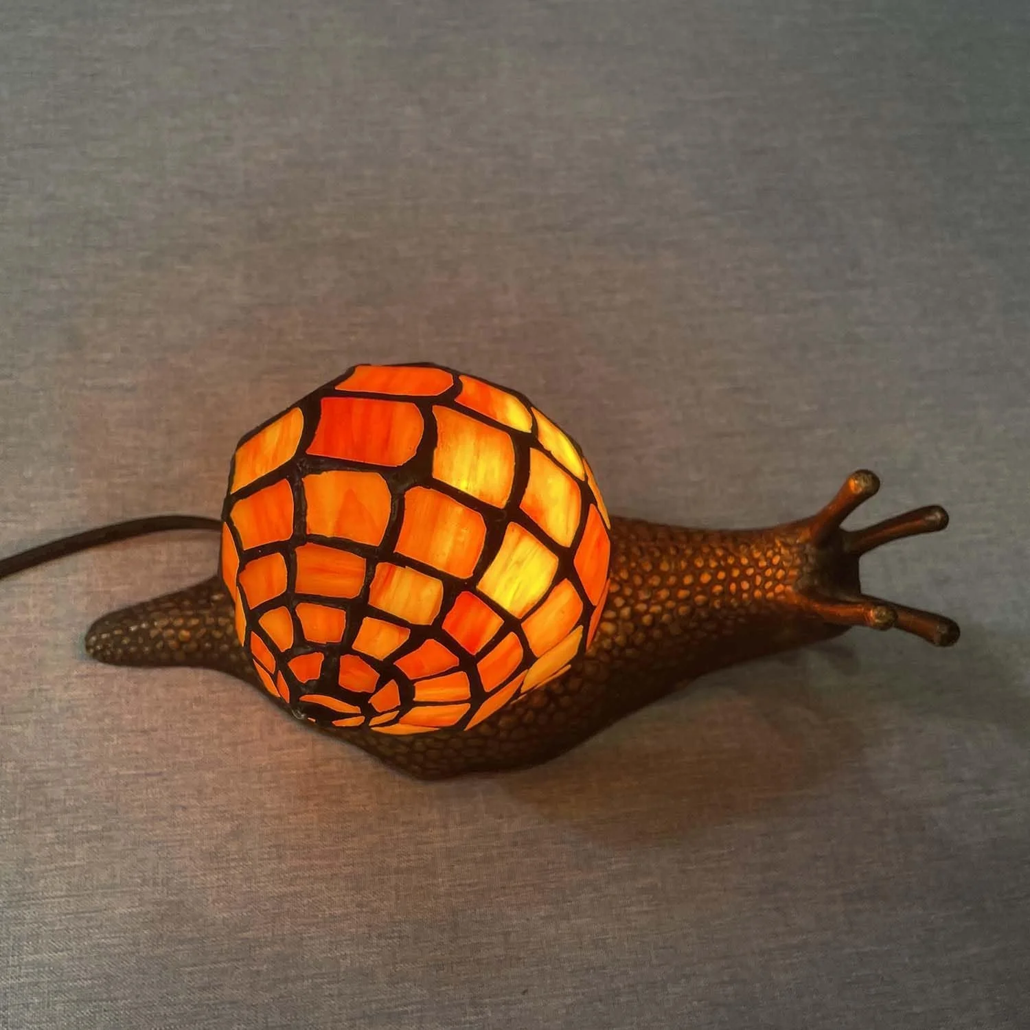 Настільна лампа Bieye Country Snail Tiffany Style Вітражне скло Помаранчевий, фото №3