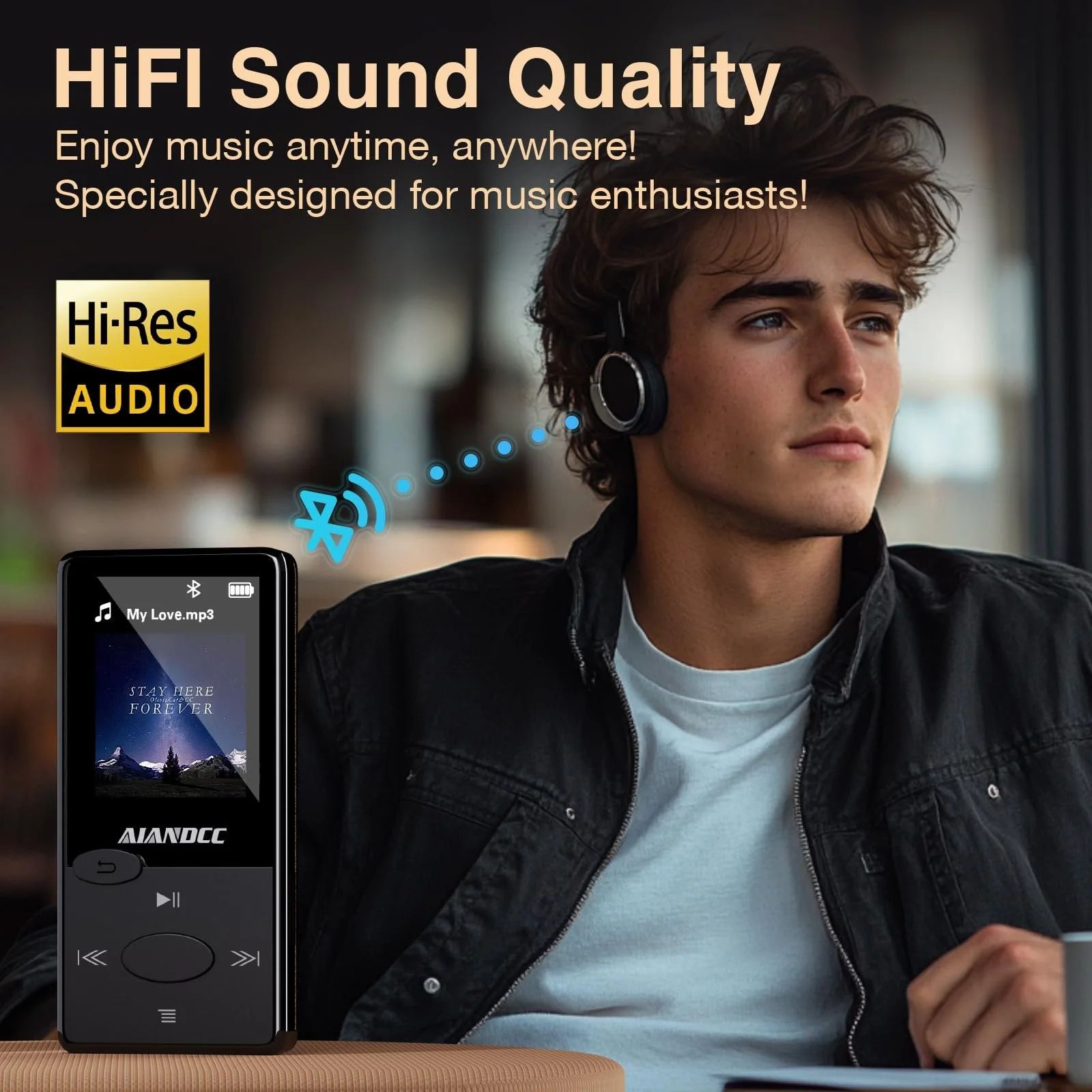 MP3-плеер Bluetooth 5.3 HiFi Sound, FM-радио, 32 ГБ для детей и взрослых, с наушниками, возможность вставить TF-карту Черный, фото №8