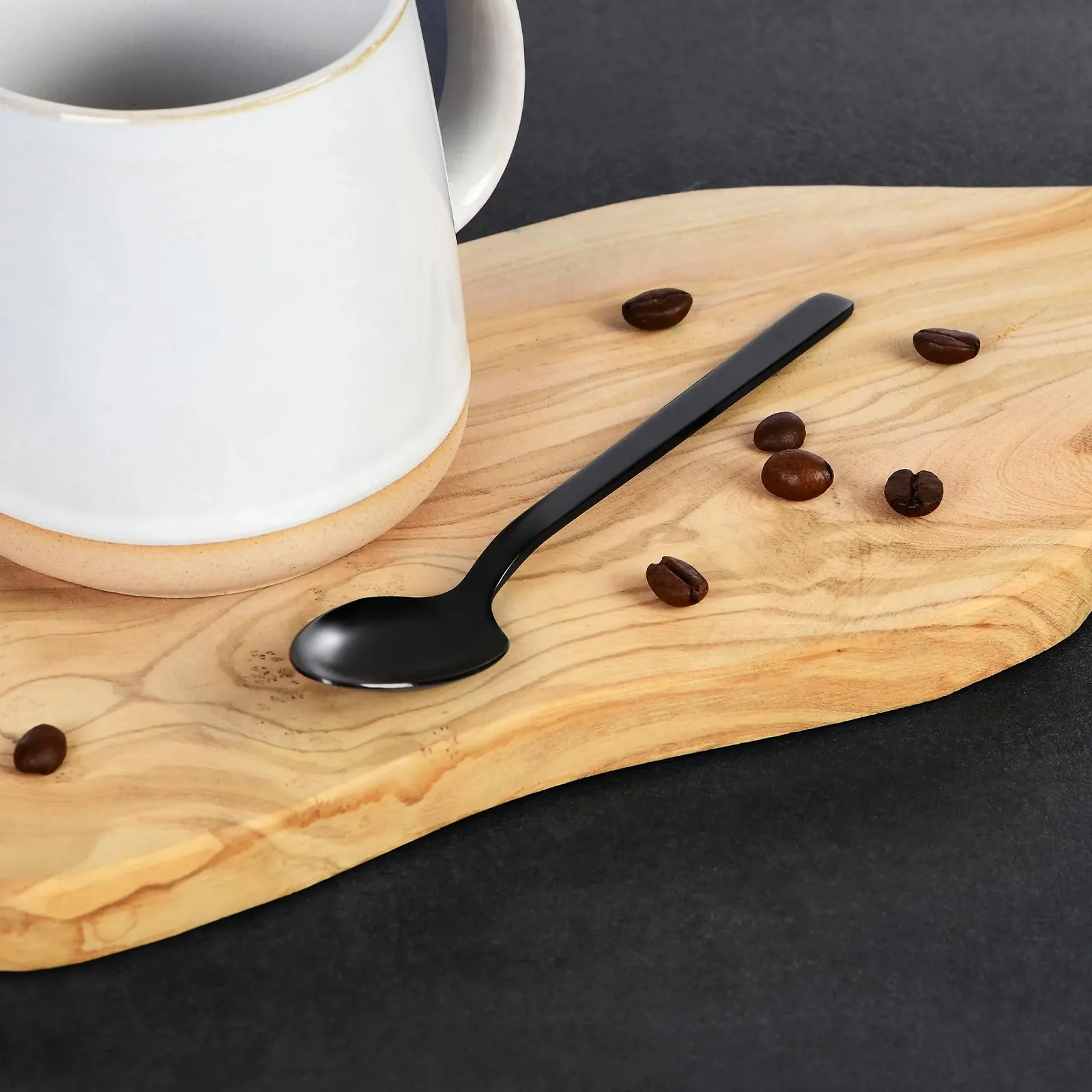 Ложки кофейные GRÄWE Lisbon, набор 6 шт, черные, ложки чайные, нержавеющая сталь с титановым покрытием, ложка для торта, ложка для мокко, ложка для сахара, маленькая ложка, полированная, можно мыть в посудомоечной машине, фото №5