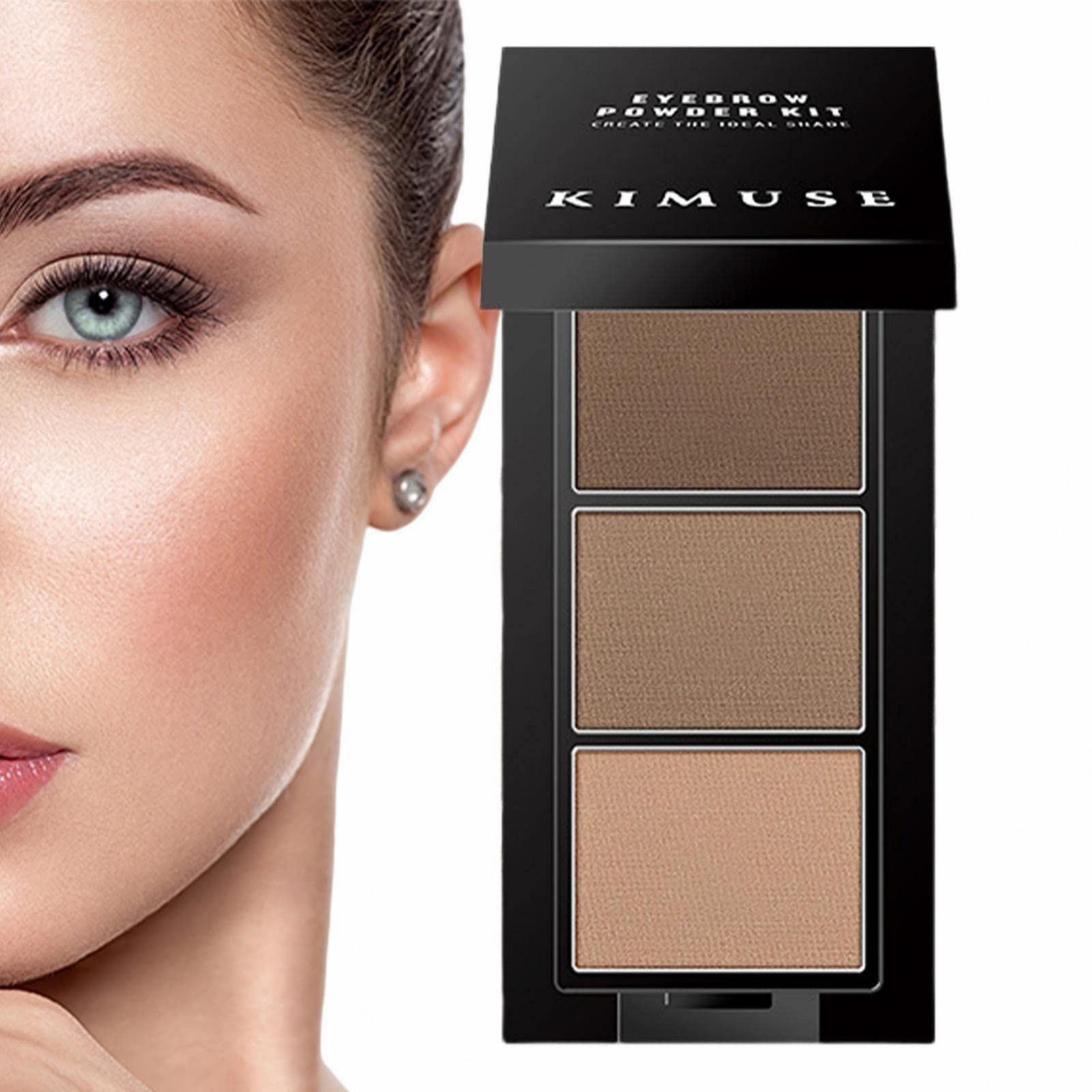 Пудра для брів 3-колірний набір із пензлем двобічним водостійка, фото №1