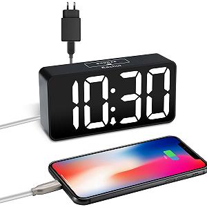 Цифровий годинник-будильник Eachui LED з USB портом для зарядки, регулюванням яскравості та гучності synthetic.ua - Фото 1