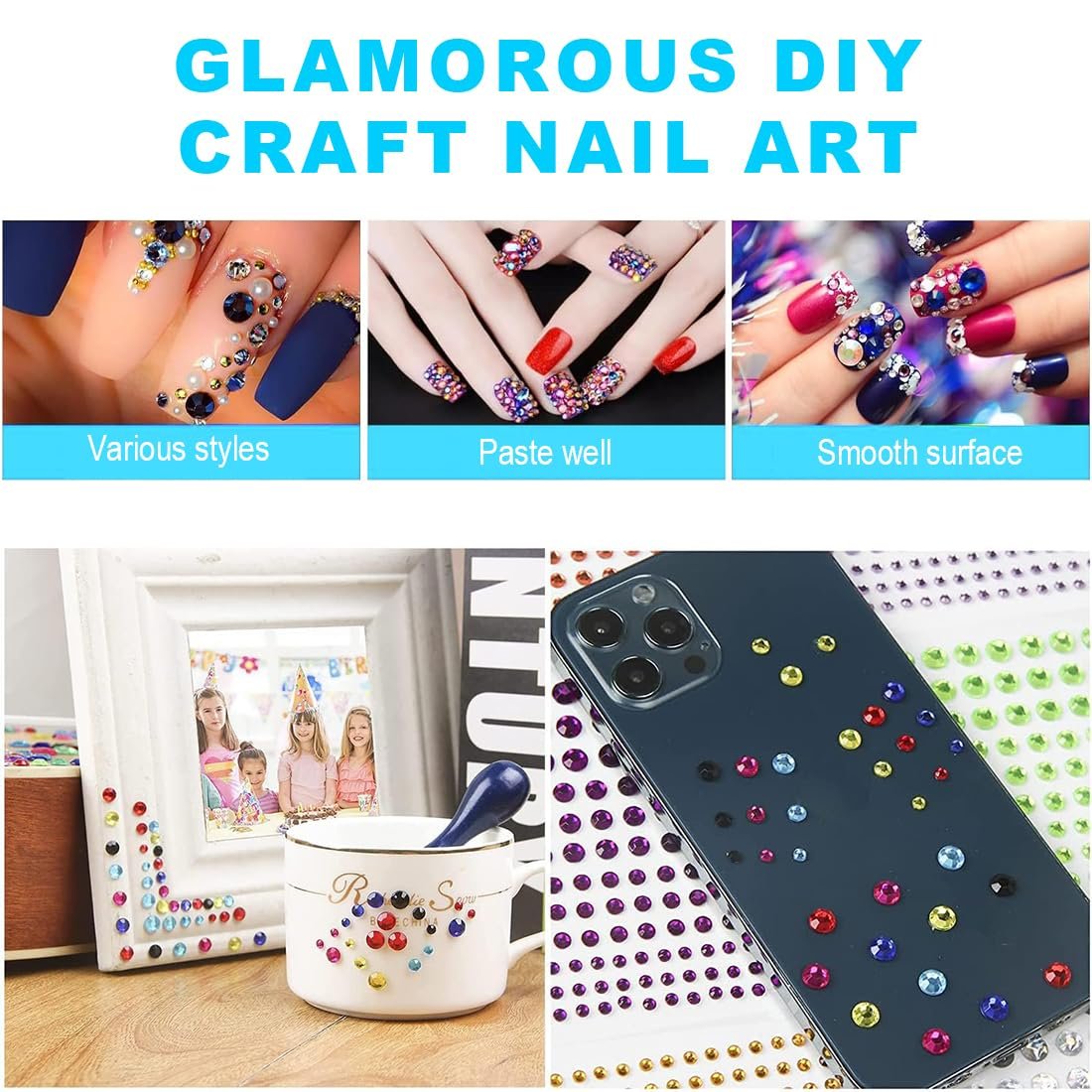 Стрази Самоклеючі YOYEAH 2184 шт14 кольорів, фото №3